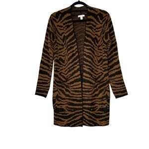 Nine West tiger print longline open front cardigan. Size S‎